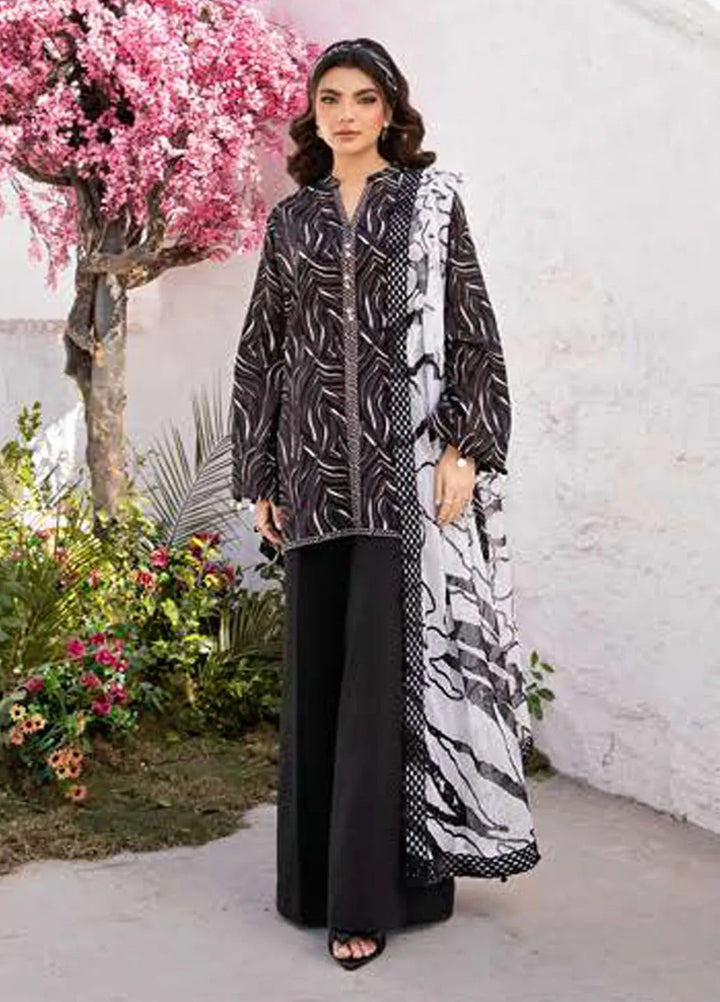 M Basics by Maria B Printed Lawn Suit Unstitched 3 Piece MB25BL D-4B - Summer Collection