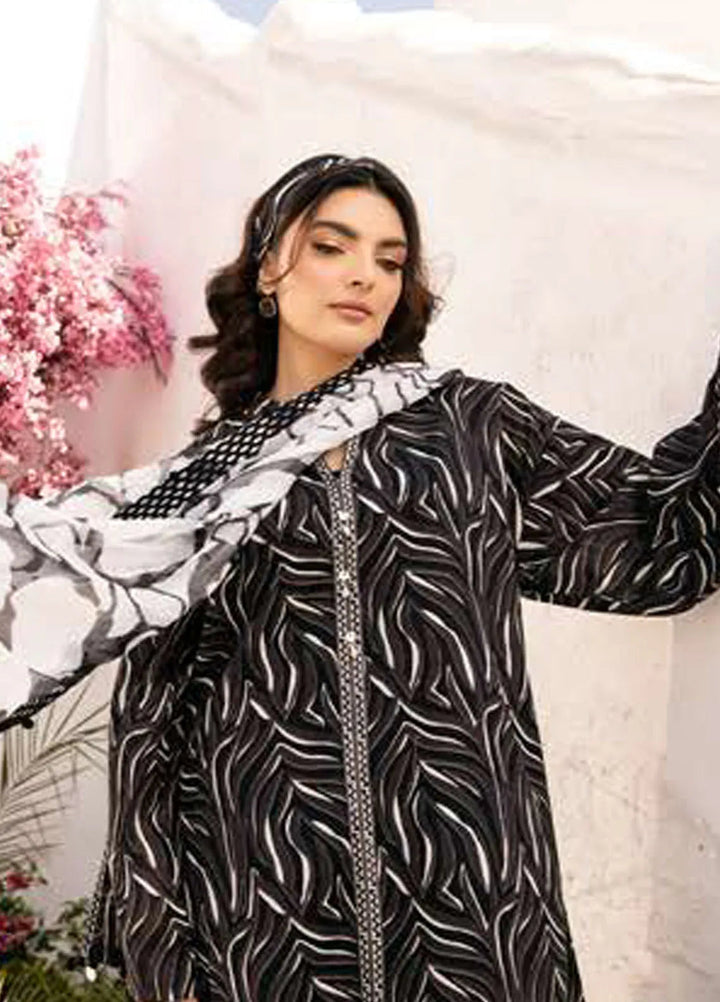 M Basics by Maria B Printed Lawn Suit Unstitched 3 Piece MB25BL D-4B - Summer Collection