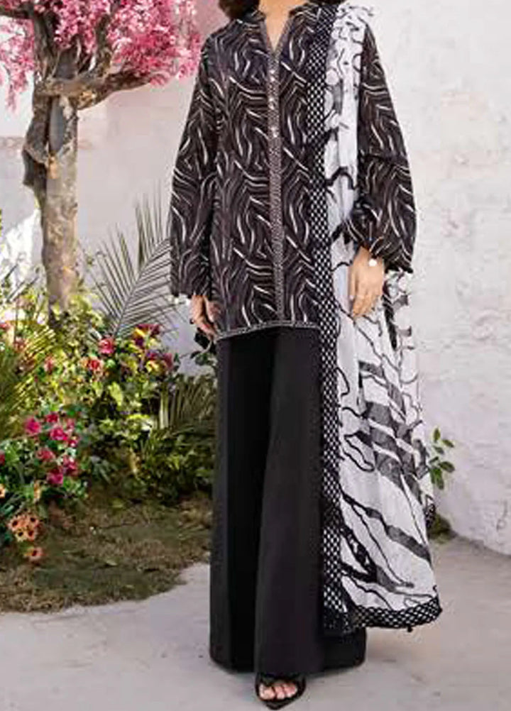 M Basics by Maria B Printed Lawn Suit Unstitched 3 Piece MB25BL D-4B - Summer Collection
