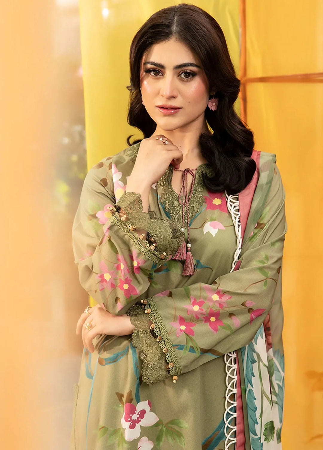 M Basics by Maria B Printed Lawn Suit Unstitched 3 Piece MB25BL D-7A - Summer Collection