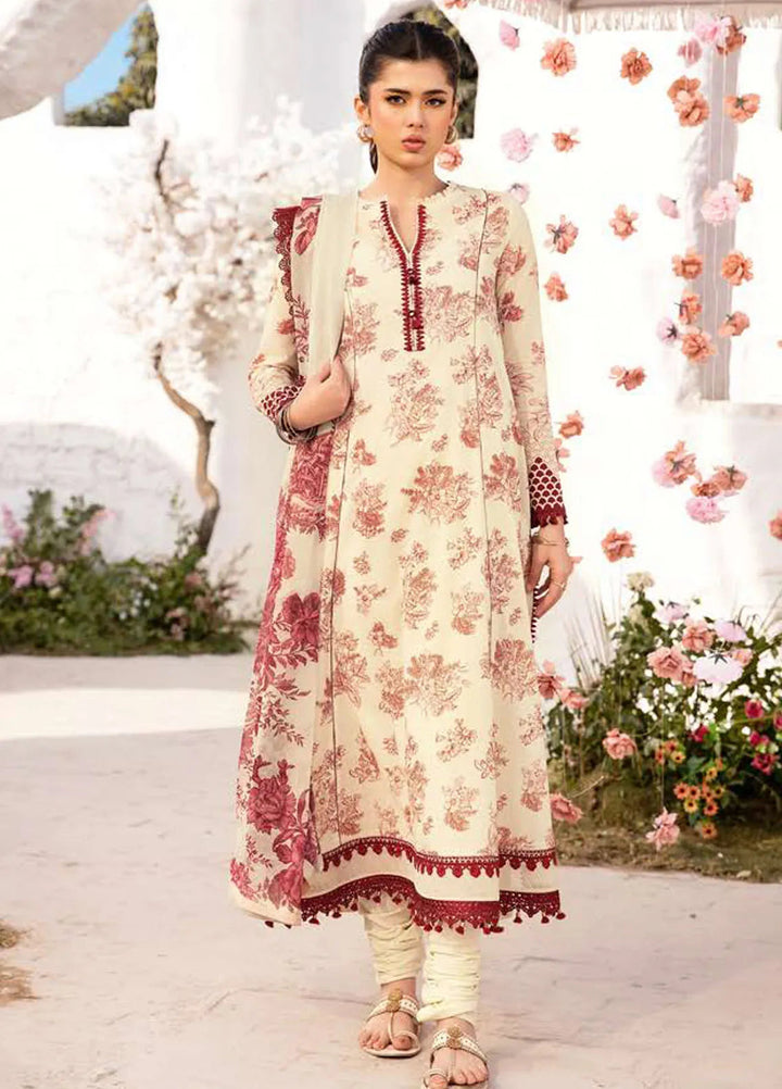M Basics by Maria B Printed Lawn Suit Unstitched 3 Piece MB25BL D-8A - Summer Collection