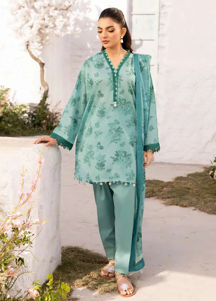M Basics by Maria B Printed Lawn Suit Unstitched 3 Piece MB25BL D-8B - Summer Collection