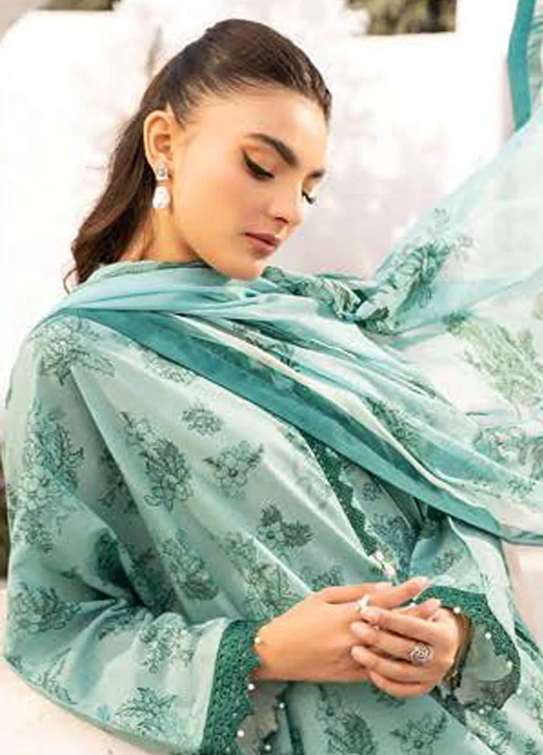 M Basics by Maria B Printed Lawn Suit Unstitched 3 Piece MB25BL D-8B - Summer Collection