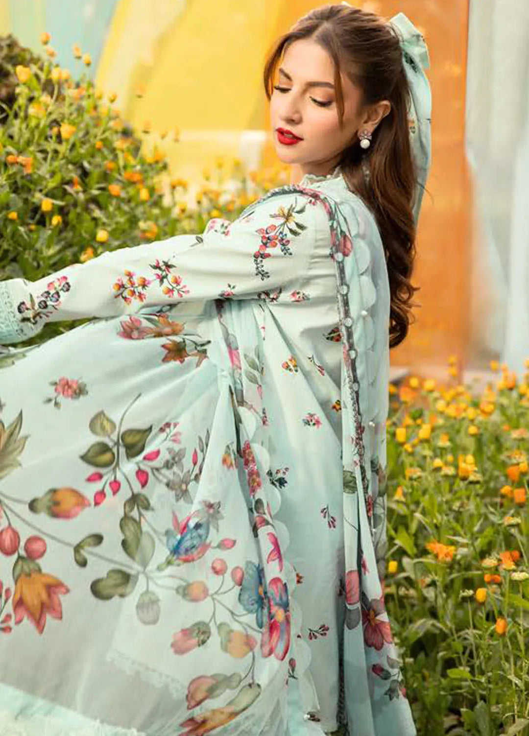 M Basics by Maria B Printed Lawn Suit Unstitched 3 Piece MB25BL D-9B - Summer Collection