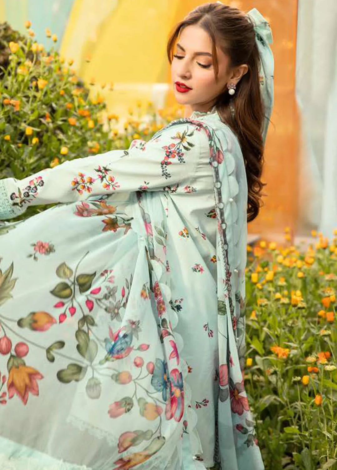 M Basics by Maria B Printed Lawn Suit Unstitched 3 Piece MB25BL D-9B - Summer Collection