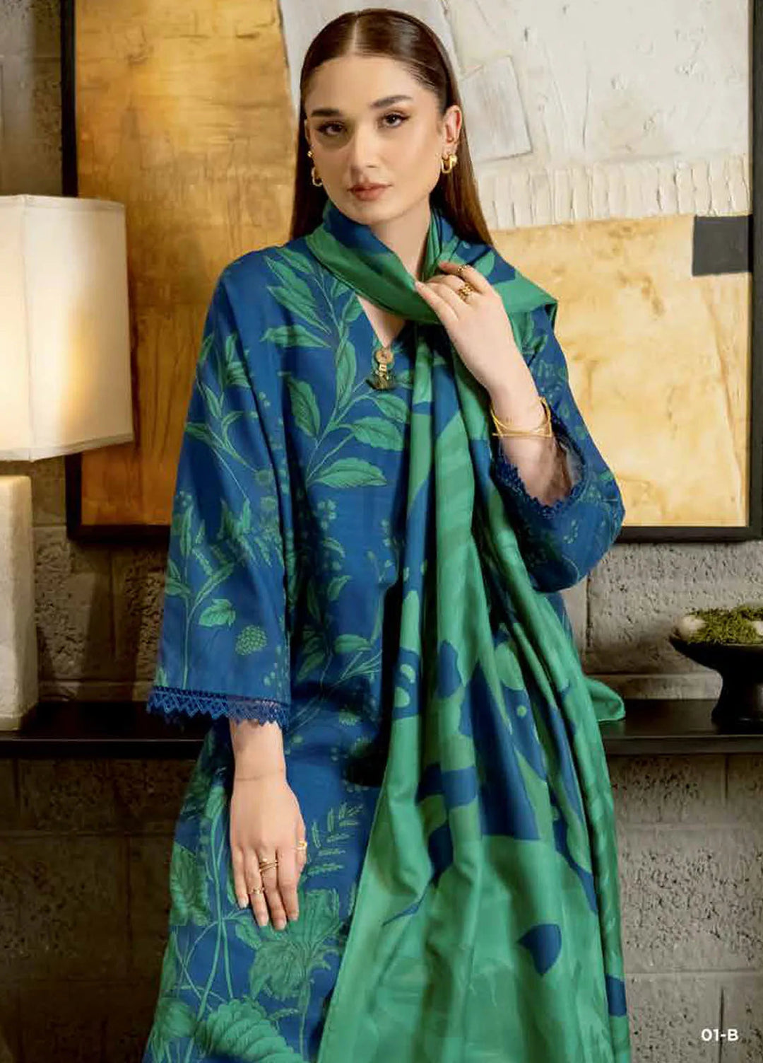 M Basics by Maria B Printed Khaddar Suits Unstitched 3 Piece MB24MB D-01 B - Winter Collection