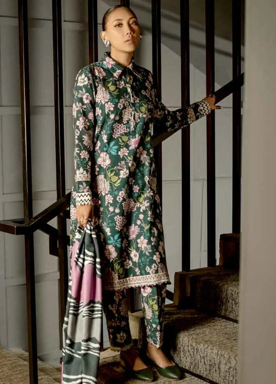 M Basics by Maria B Printed Khaddar Suits Unstitched 3 Piece MB24MB D-04 B - Winter Collection