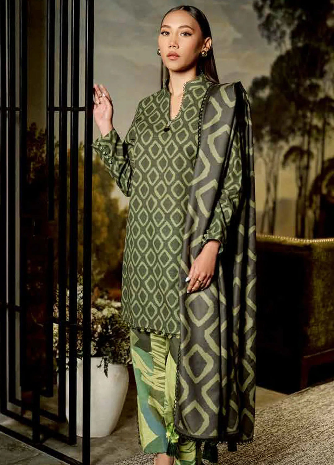 M Basics by Maria B Printed Khaddar Suits Unstitched 3 Piece MB24MB D-06 A - Winter Collection