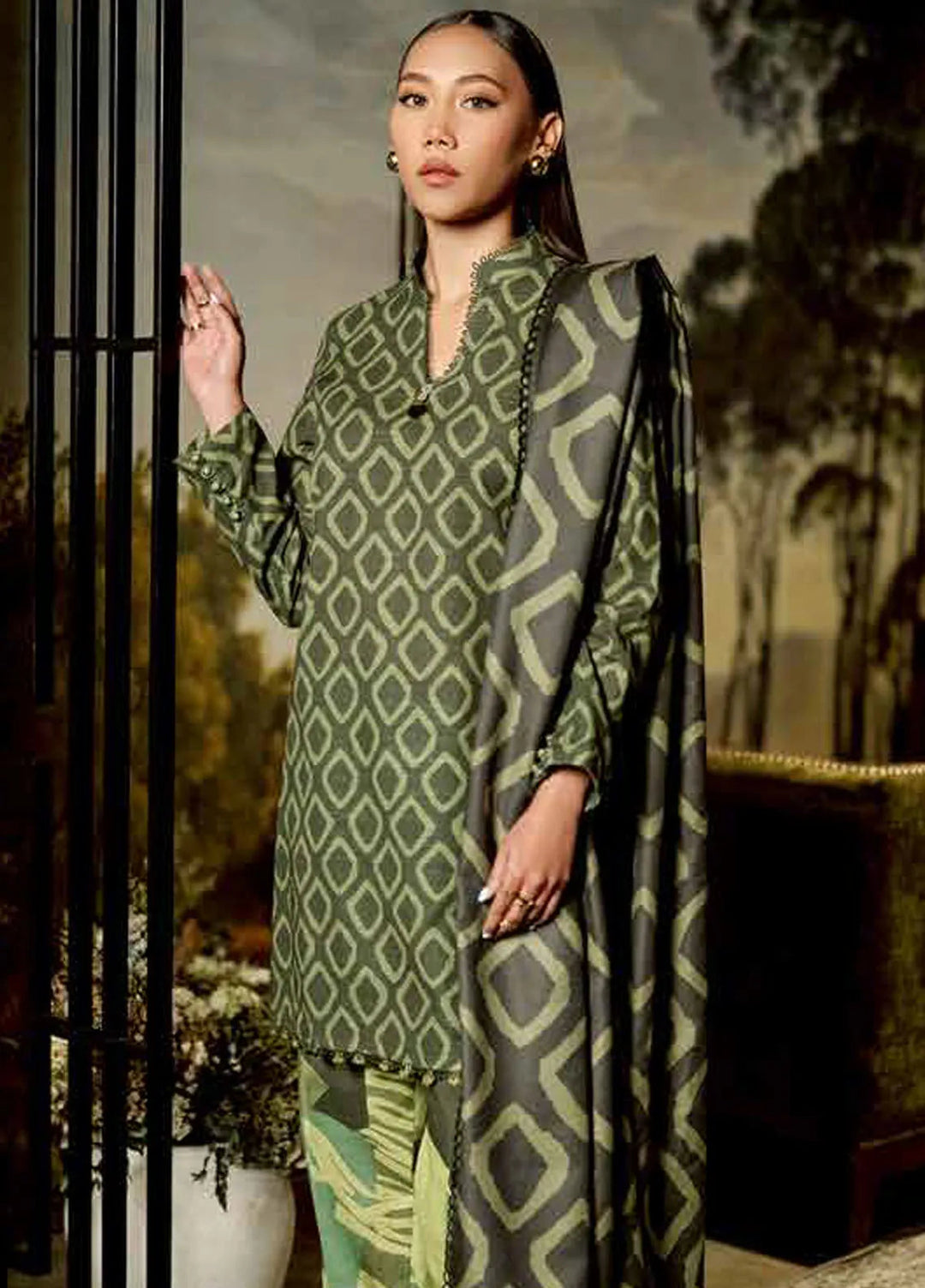 M Basics by Maria B Printed Khaddar Suits Unstitched 3 Piece MB24MB D-06 A - Winter Collection
