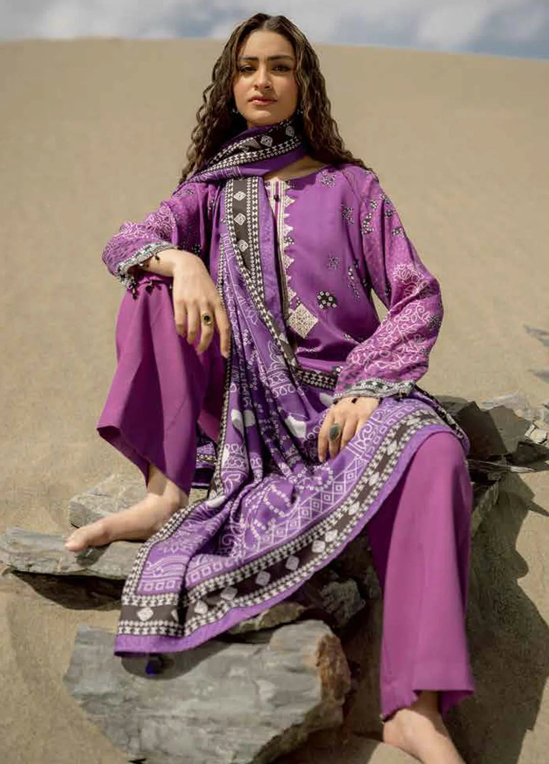 M Basics by Maria B Printed Linen Suits Unstitched 3 Piece MB24MB D-07 B - Winter Collection