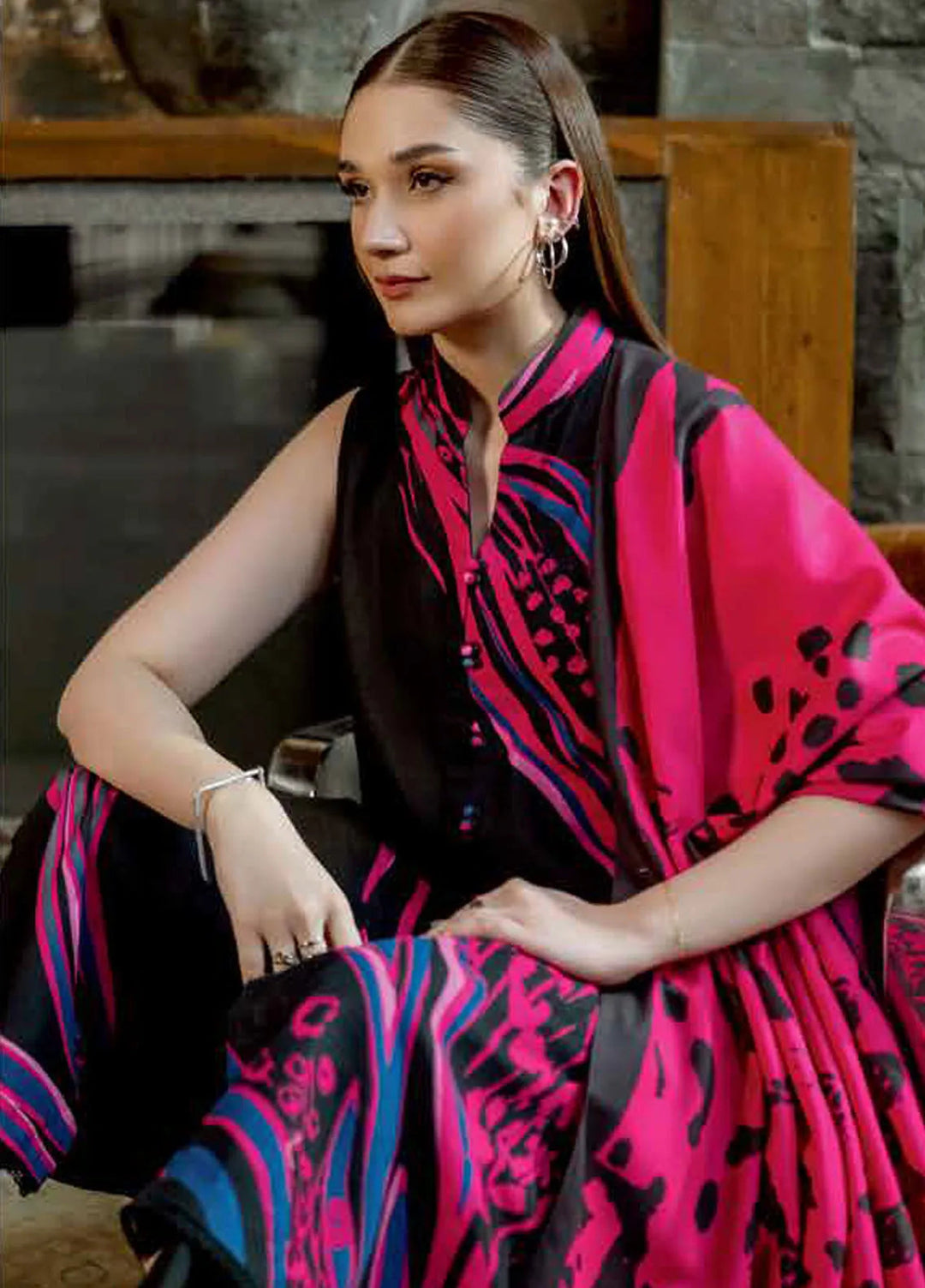 M Basics by Maria B Printed Khaddar Suits Unstitched 3 Piece MB24MB D-10 B - Winter Collection