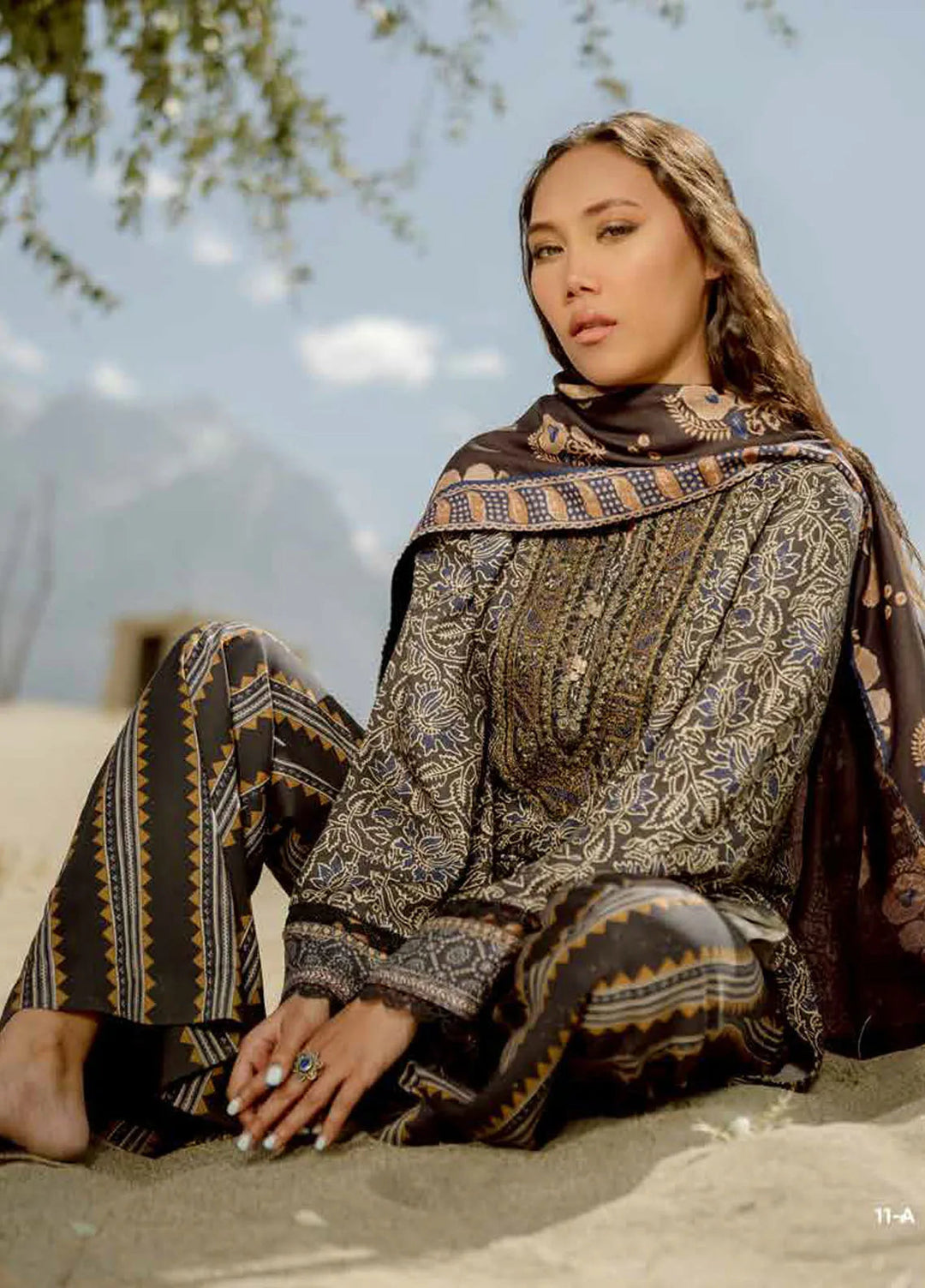 M Basics by Maria B Printed Marina Suits Unstitched 3 Piece MB24MB D-11 A - Winter Collection