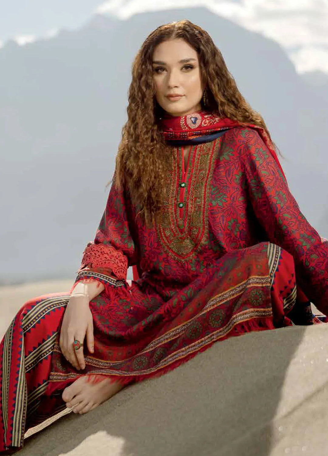 M Basics by Maria B Printed Marina Suits Unstitched 3 Piece MB24MB D-11 B - Winter Collection