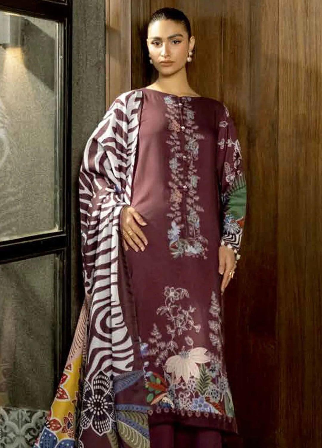 M Basics by Maria B Printed Linen Suits Unstitched 3 Piece MB24MB D-12 A - Winter Collection