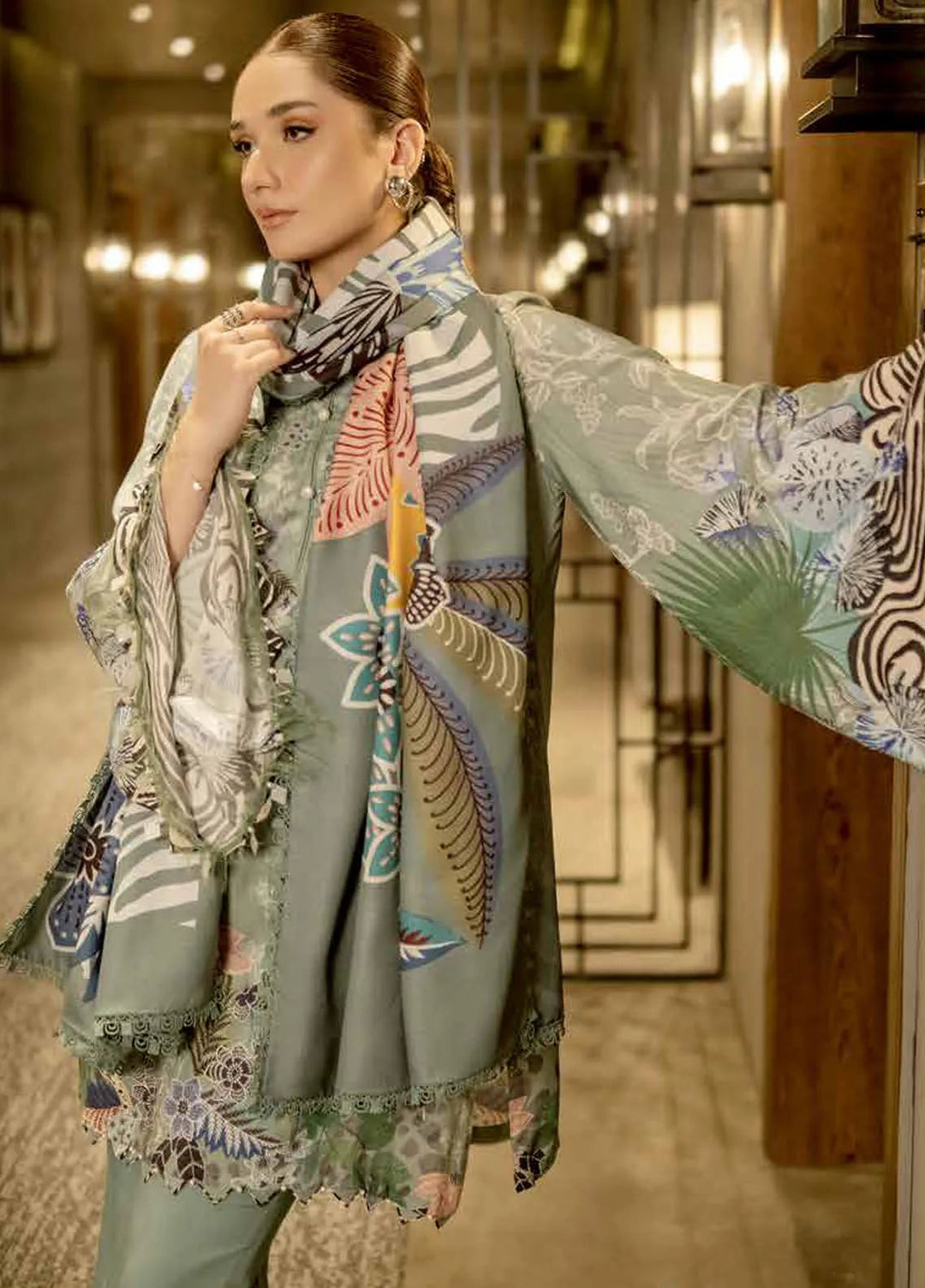 M Basics by Maria B Printed Linen Suits Unstitched 3 Piece MB24MB D-12 B - Winter Collection