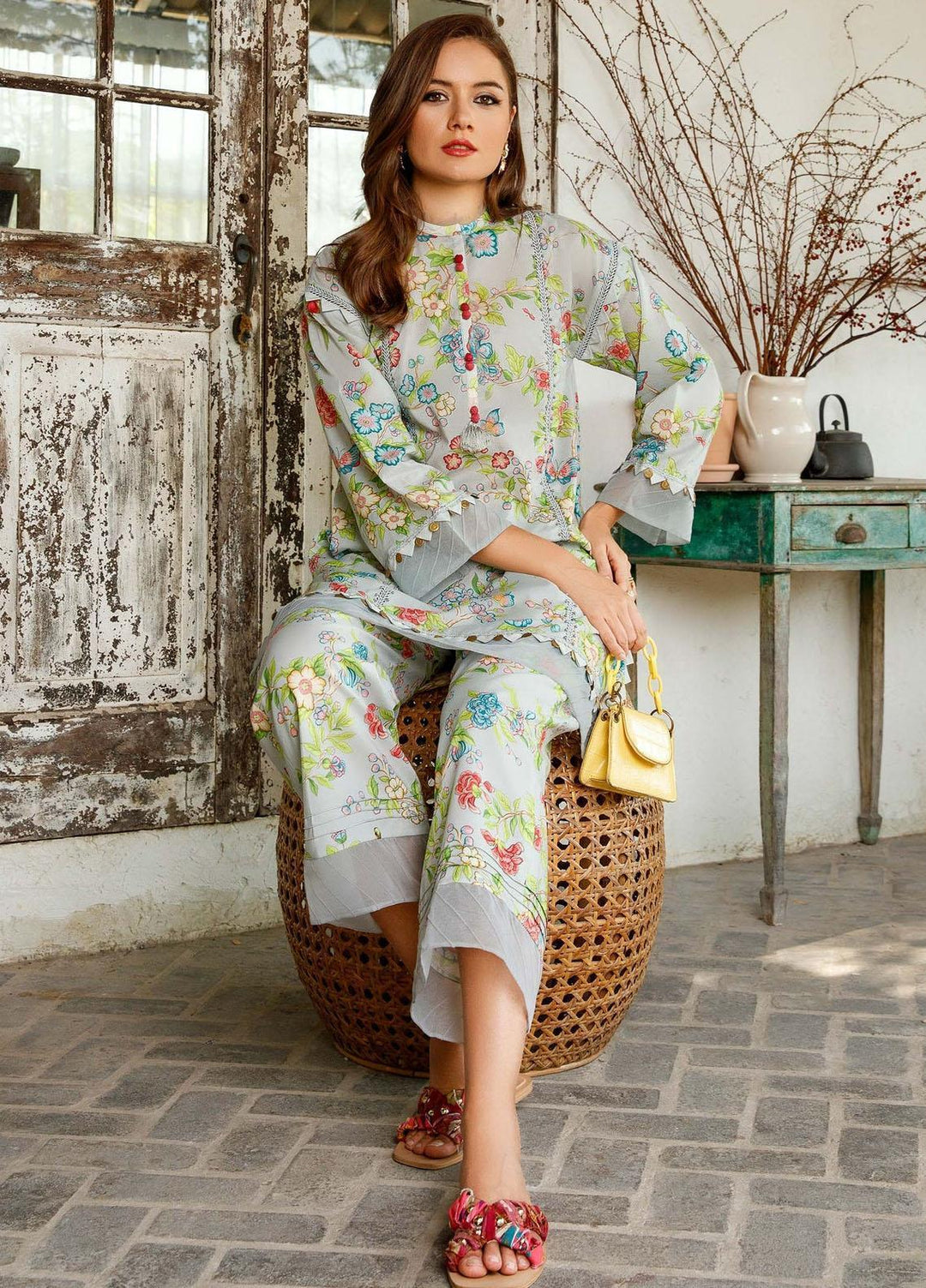 M Basics By Maria B Printed Lawn  Unstitched Kurties MB23MB 1-B - Spring / Summer Collection