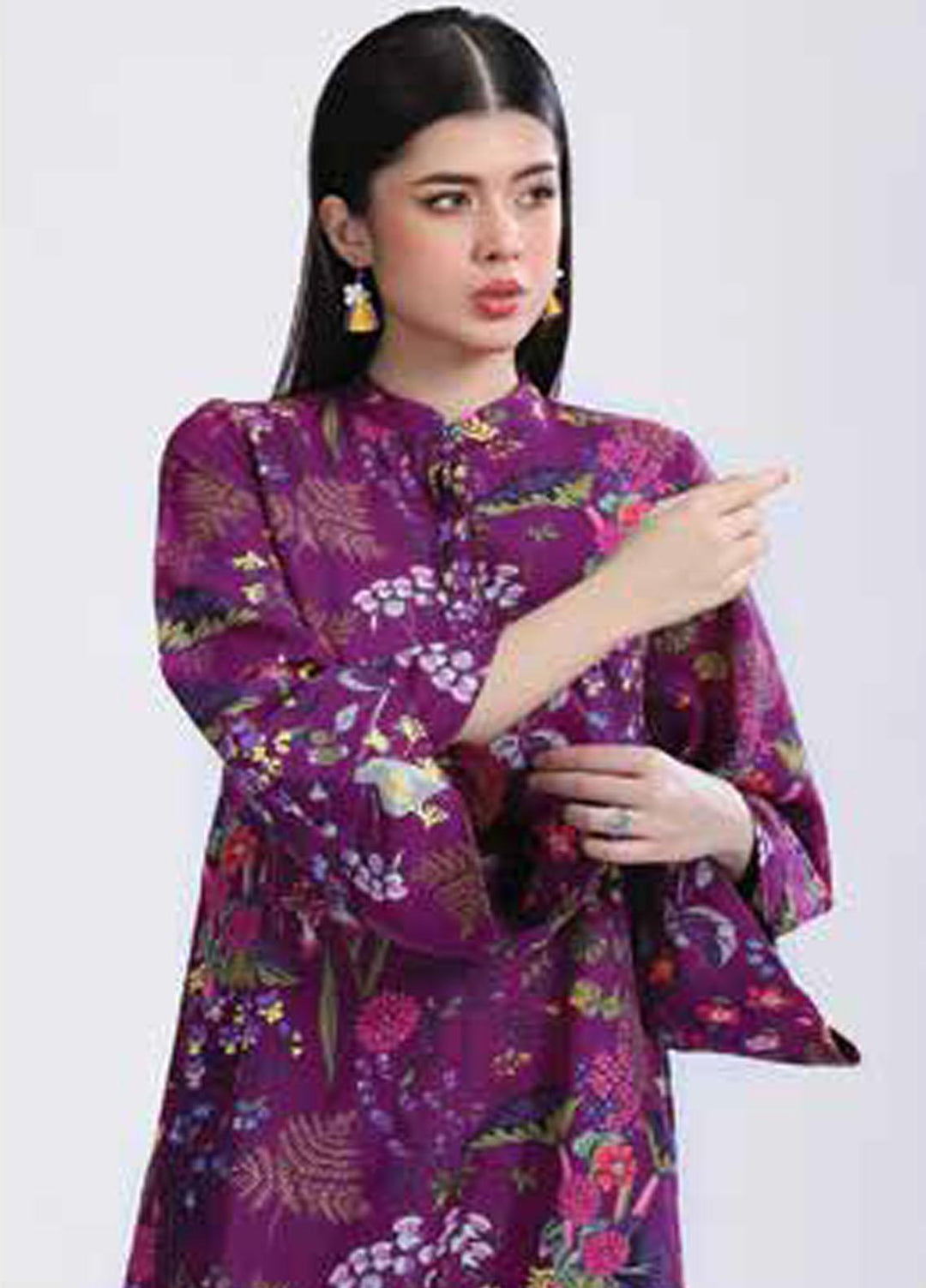 M Basics By Maria B Printed Khaddar  Unstitched Kurties MB23MBW 1A - Winter Collection