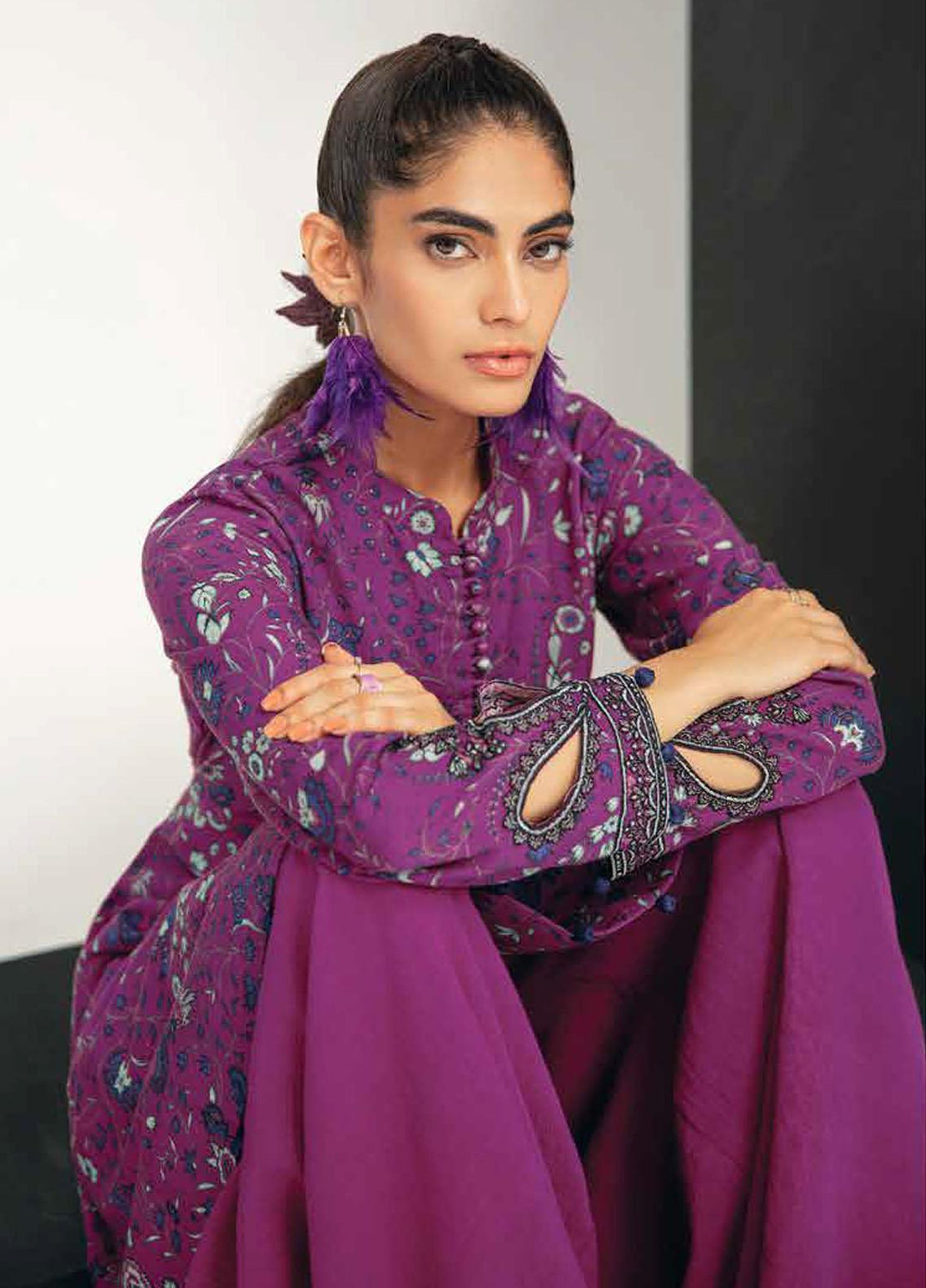 M Basics By Maria B Embroidered Khaddar Suits Unstitched 3 Piece MB23MBW 9A - Winter Collection