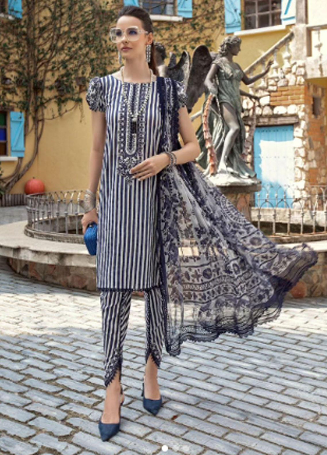 M Prints By Maria B Embroidered Lawn Suits Unstitched 3 Piece MB23MPE 10A - Eid Collection
