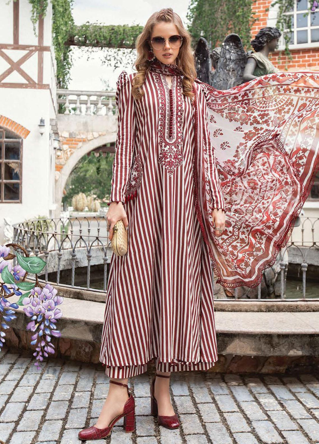M Prints By Maria B Embroidered Lawn Suits Unstitched 3 Piece MB23MPE 10B - Eid Collection