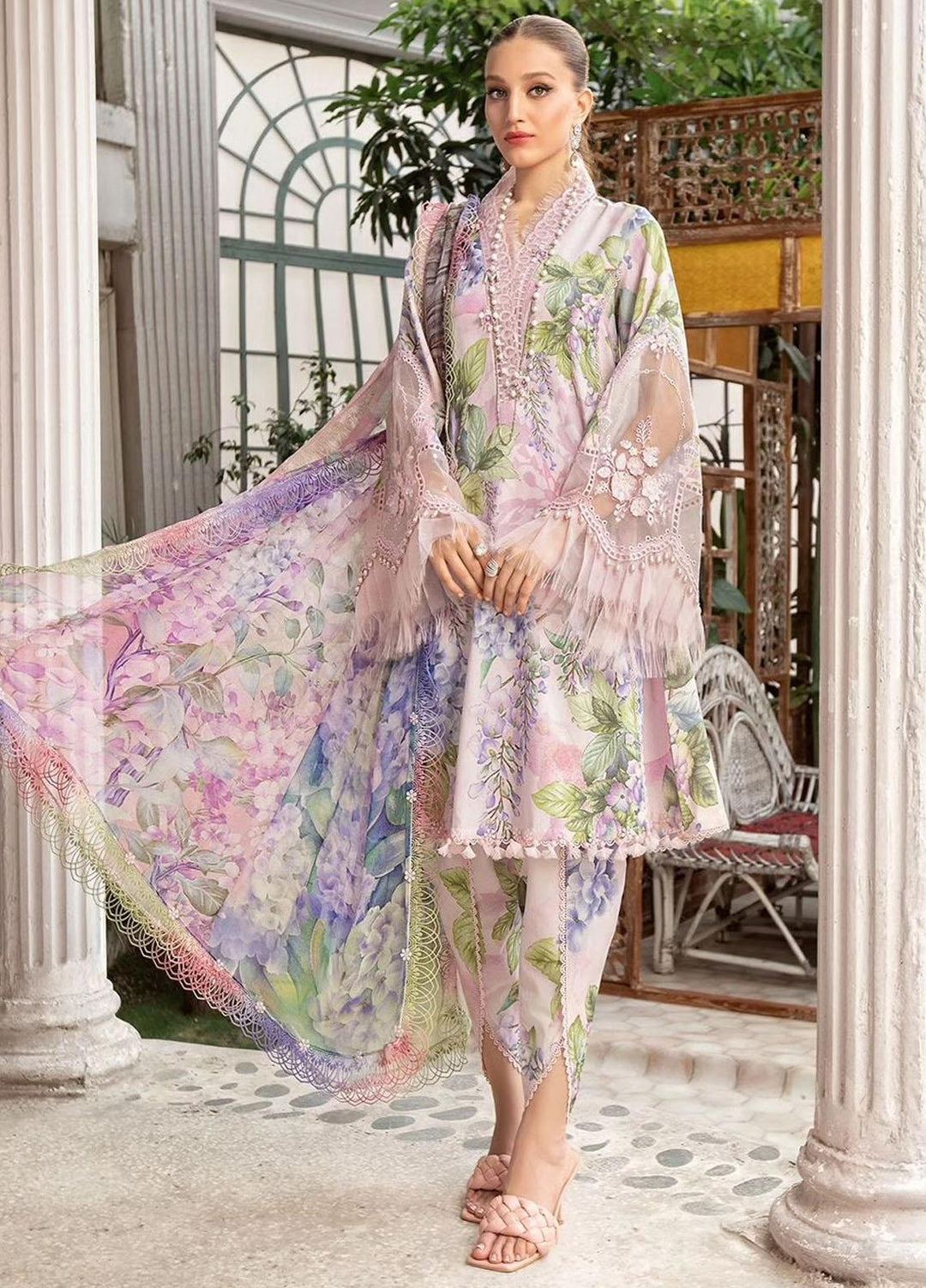 M Prints By Maria B Embroidered Lawn Suits Unstitched 3 Piece MB23MPE 1A - Eid Collection