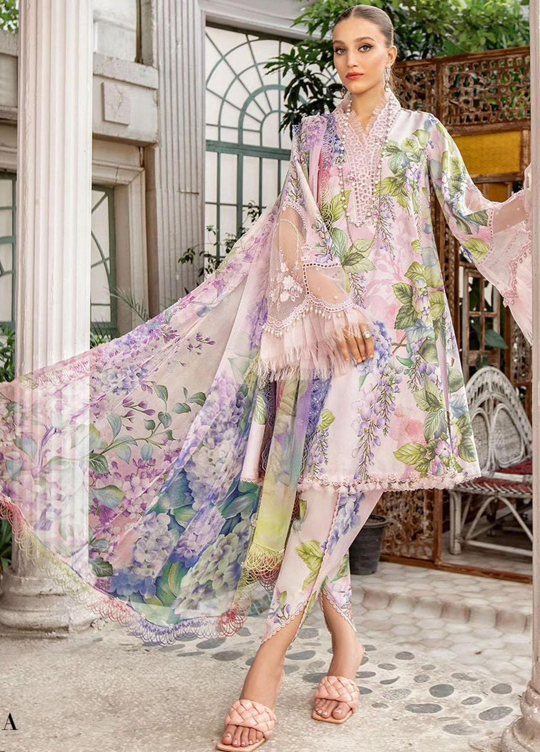 M Prints By Maria B Embroidered Lawn Suits Unstitched 3 Piece MB23MPE 1A - Eid Collection