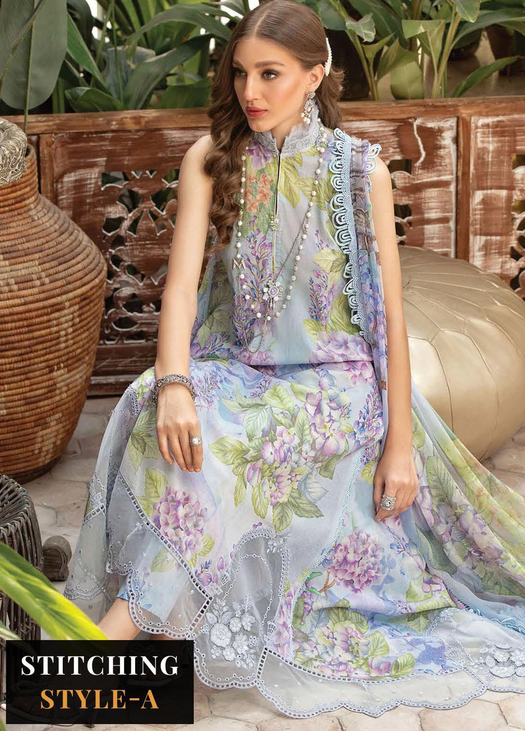 M Prints By Maria B Embroidered Lawn Suits Unstitched 3 Piece MB23MPE 1B - Eid Collection