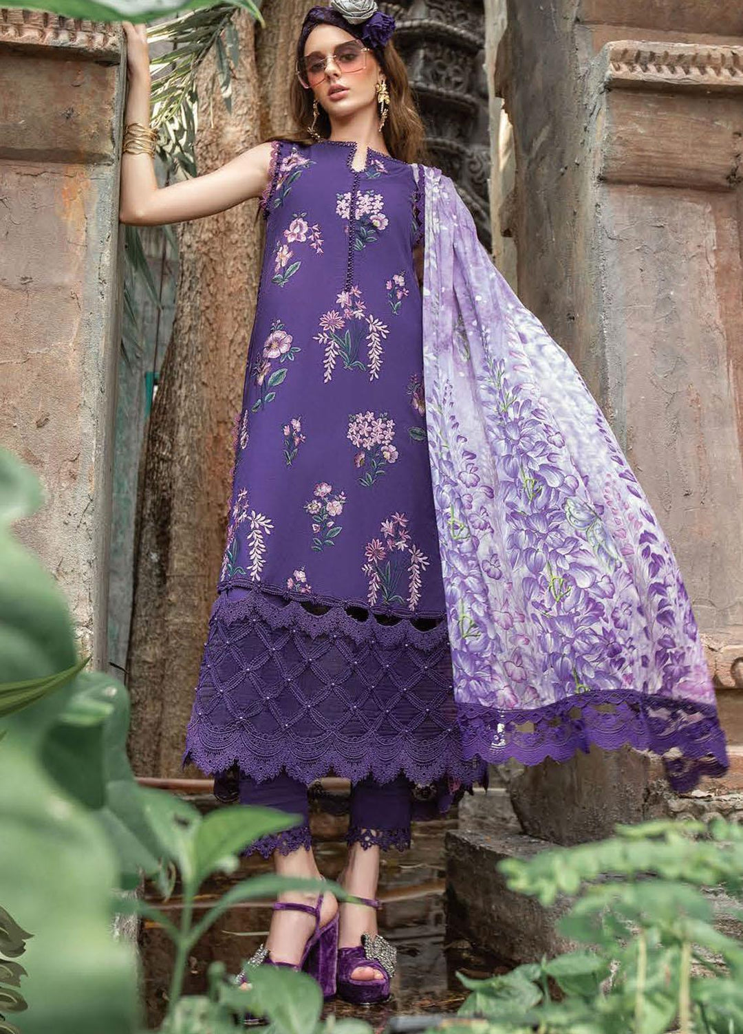 M Prints By Maria B Embroidered Lawn Suits Unstitched 3 Piece MB23MPE 2B - Eid Collection