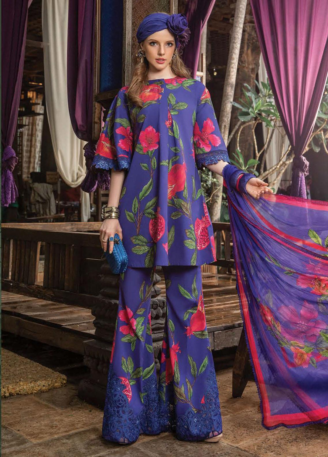 M Prints By Maria B Embroidered Lawn Suits Unstitched 3 Piece MB23MPE 3B - Eid Collection