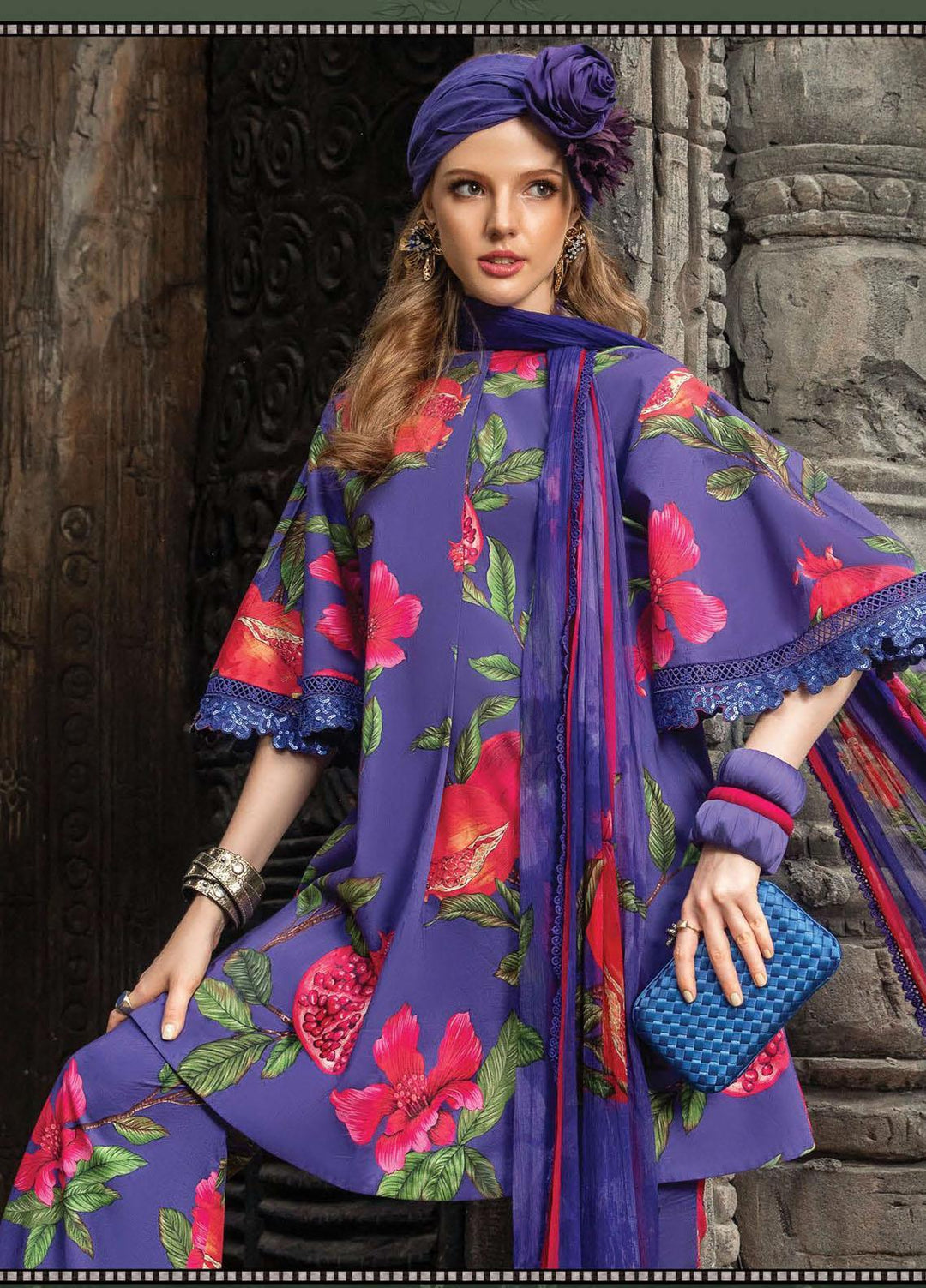M Prints By Maria B Embroidered Lawn Suits Unstitched 3 Piece MB23MPE 3B - Eid Collection
