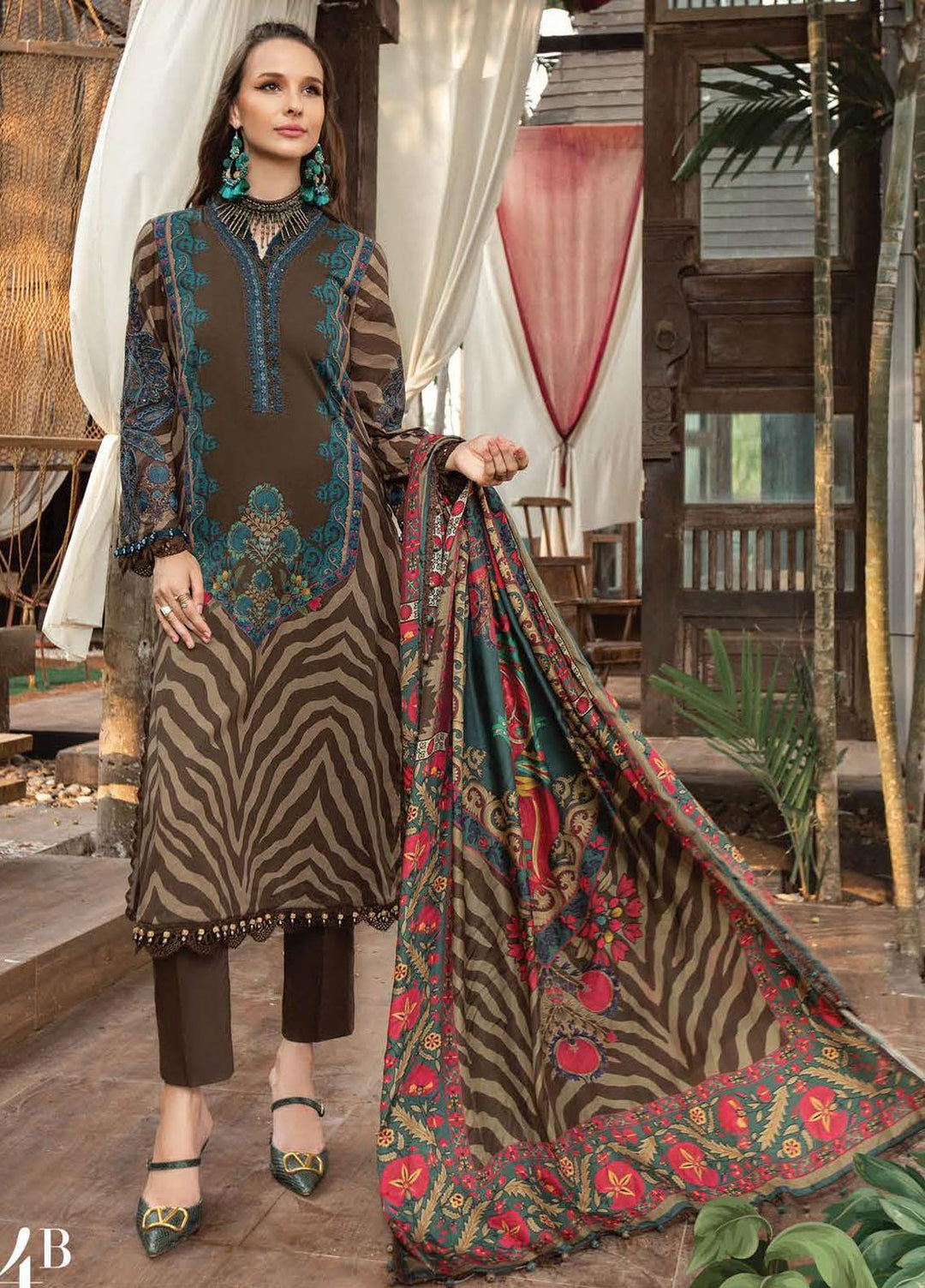 M Prints By Maria B Embroidered Lawn Suits Unstitched 3 Piece MB23MPE 4B - Eid Collection
