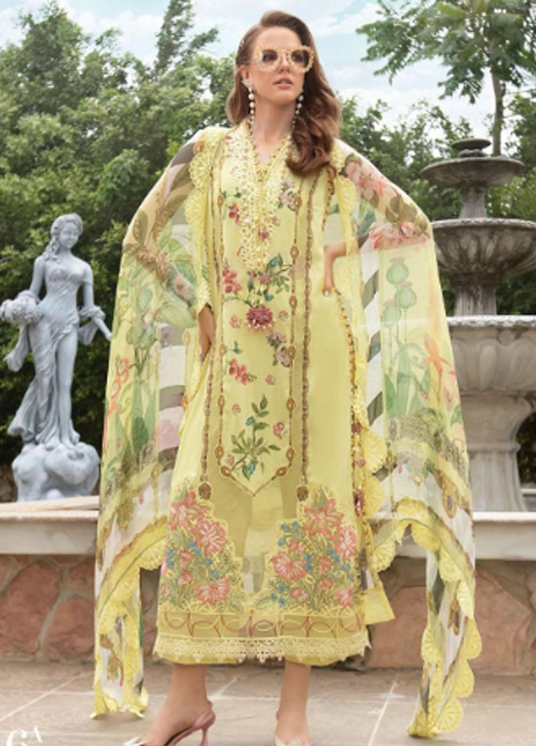 M Prints By Maria B Embroidered Lawn Suits Unstitched 3 Piece MB23MPE 6A - Eid Collection