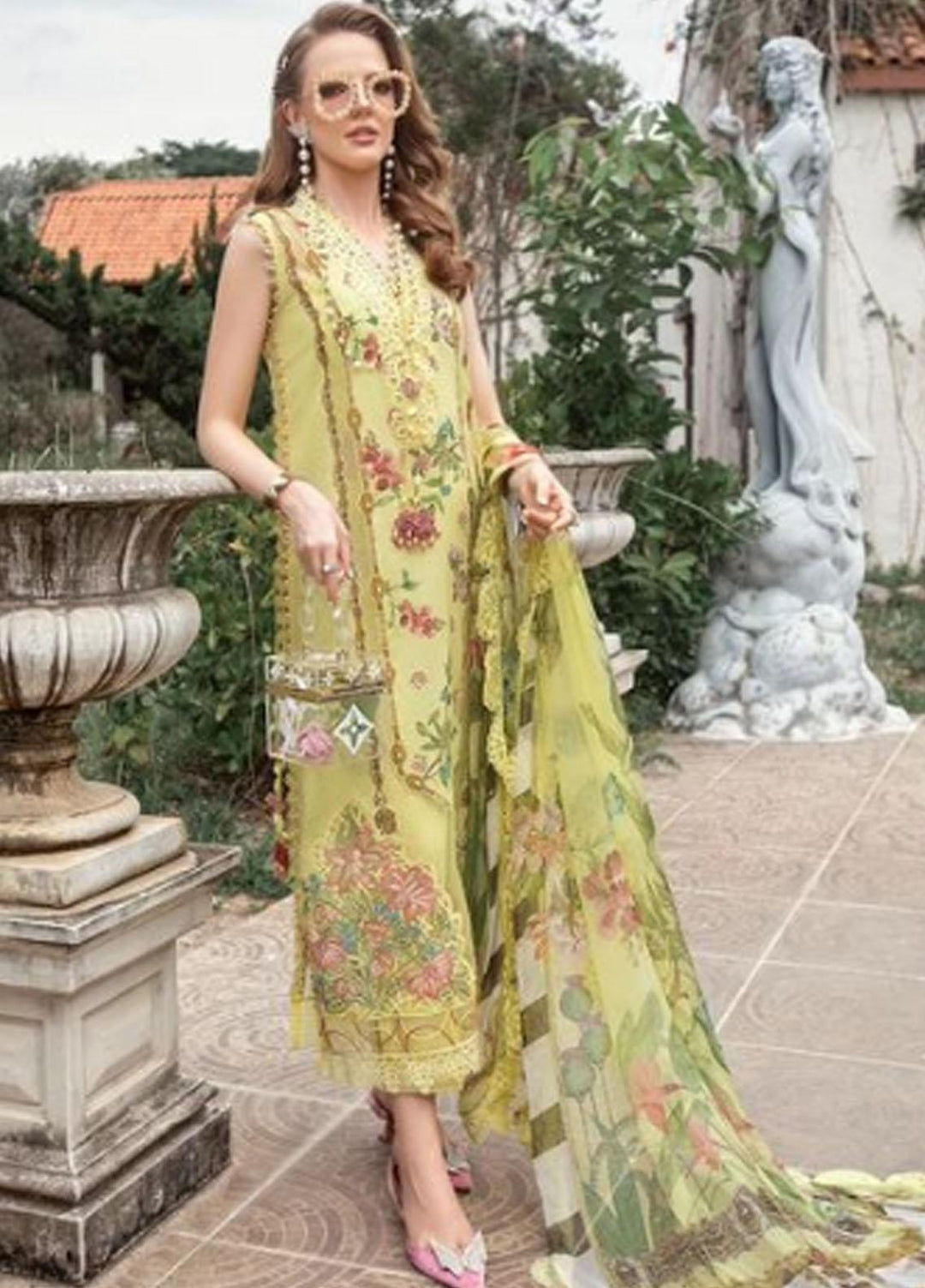 M Prints By Maria B Embroidered Lawn Suits Unstitched 3 Piece MB23MPE 6A - Eid Collection