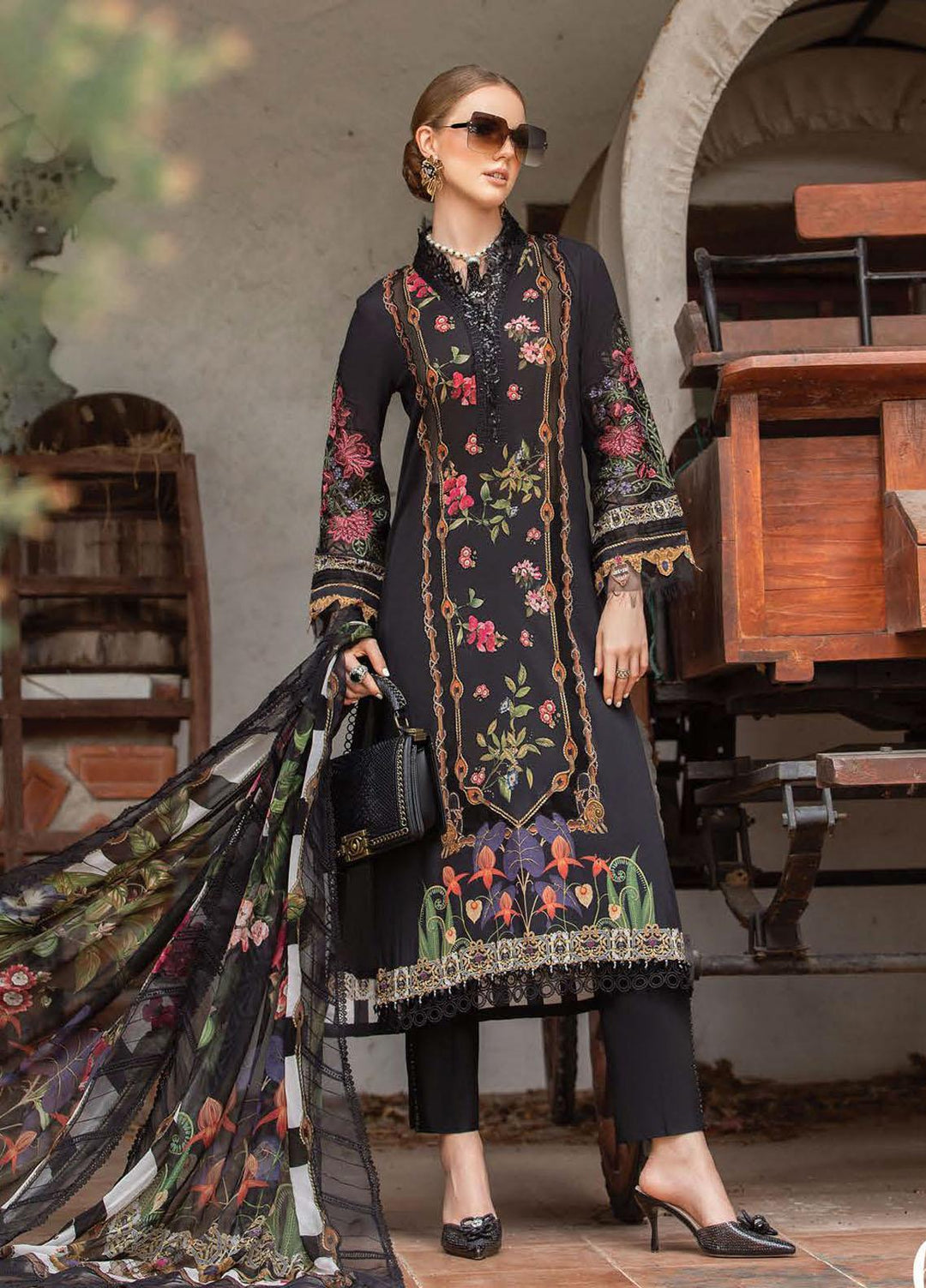 M Prints By Maria B Embroidered Lawn Suits Unstitched 3 Piece MB23MPE 6B - Eid Collection