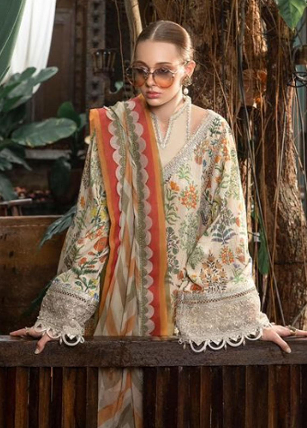 M Prints By Maria B Embroidered Lawn Suits Unstitched 3 Piece MB23MPE 8A - Eid Collection
