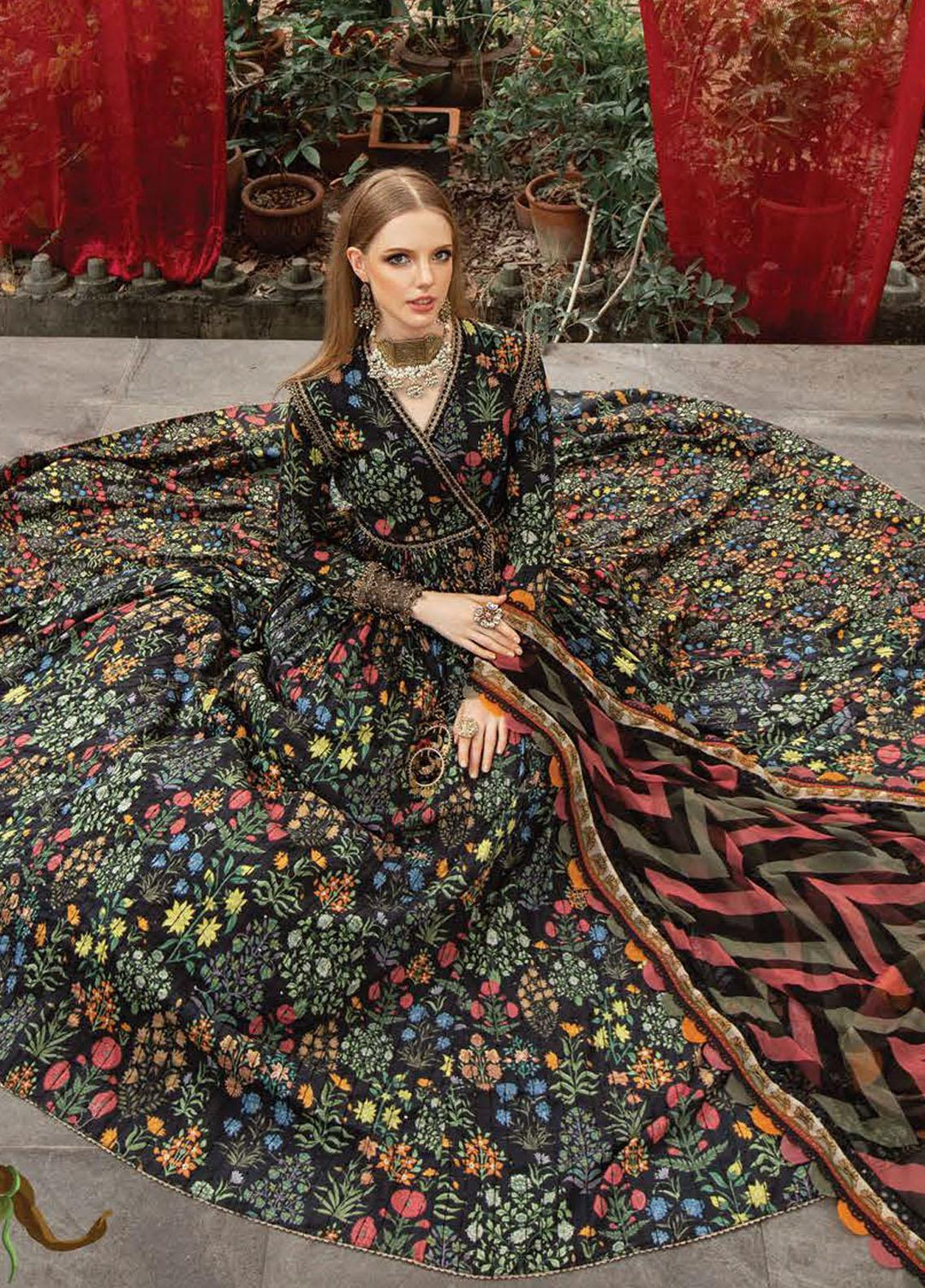 M Prints By Maria B Embroidered Lawn Suits Unstitched 3 Piece MB23MPE 8B - Eid Collection