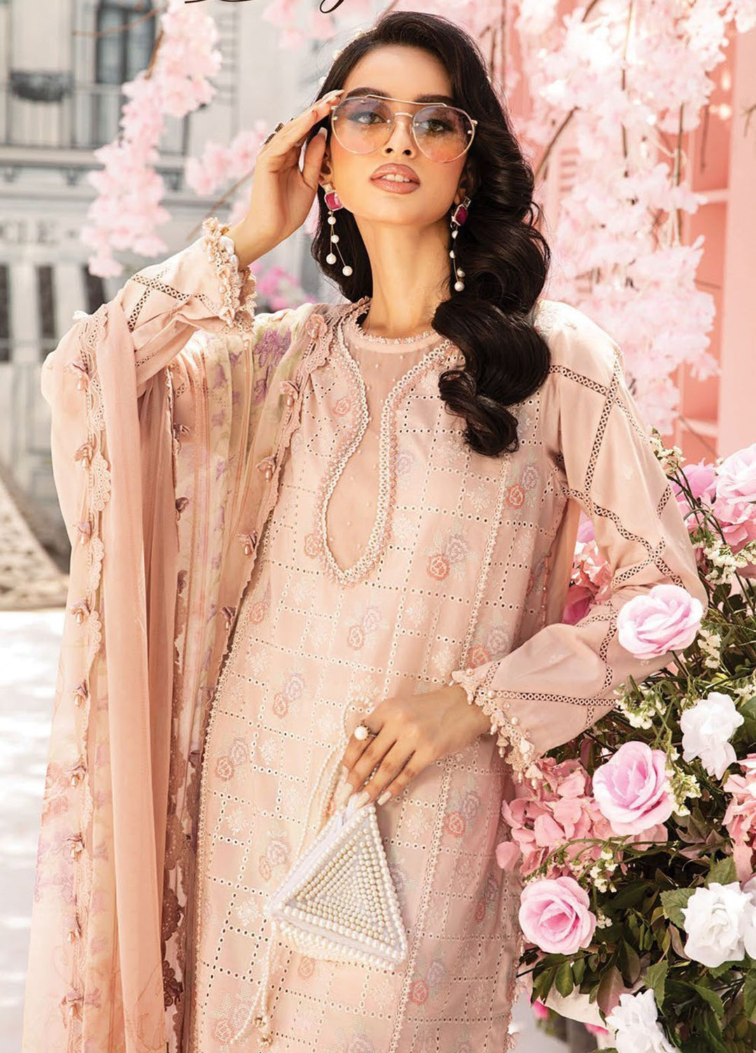 M Prints by Maria B Embroidered Lawn Suits Unstitched 3 Piece MB25MPE 1-A - Summer Collection