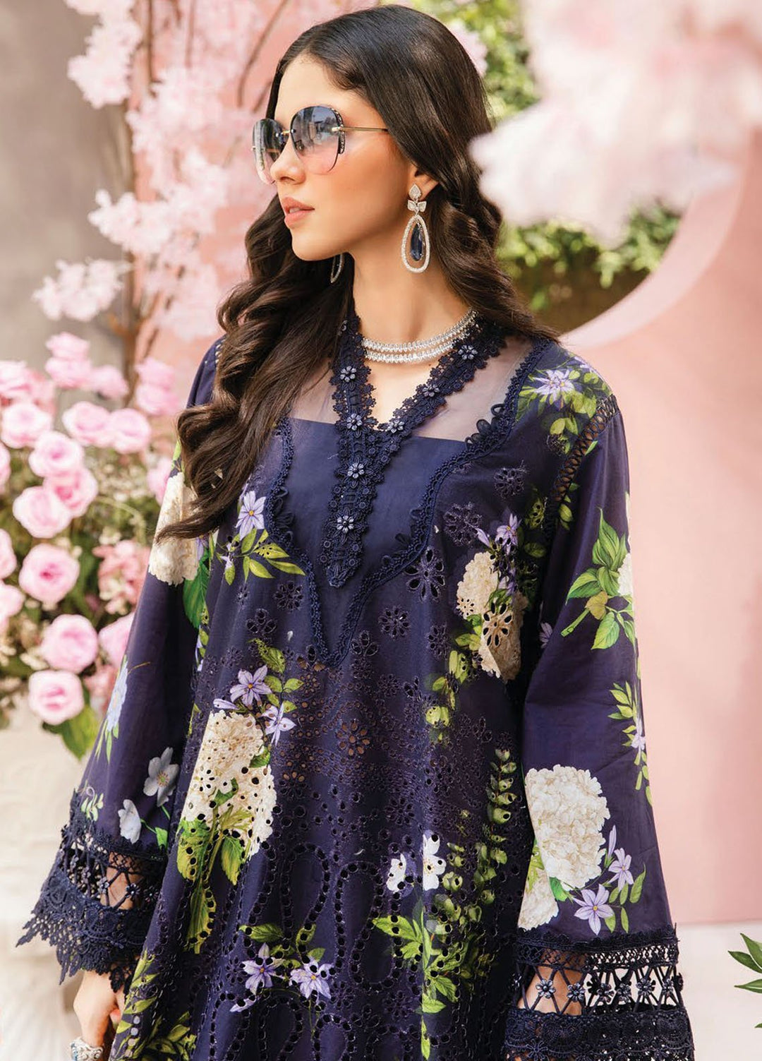M Prints by Maria B Embroidered Lawn Suits Unstitched 3 Piece MB25MPE 2-B - Summer Collection