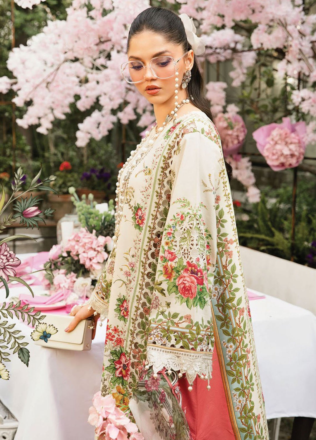 M Prints by Maria B Embroidered Lawn Suits Unstitched 3 Piece MB25MPE 5-A - Summer Collection