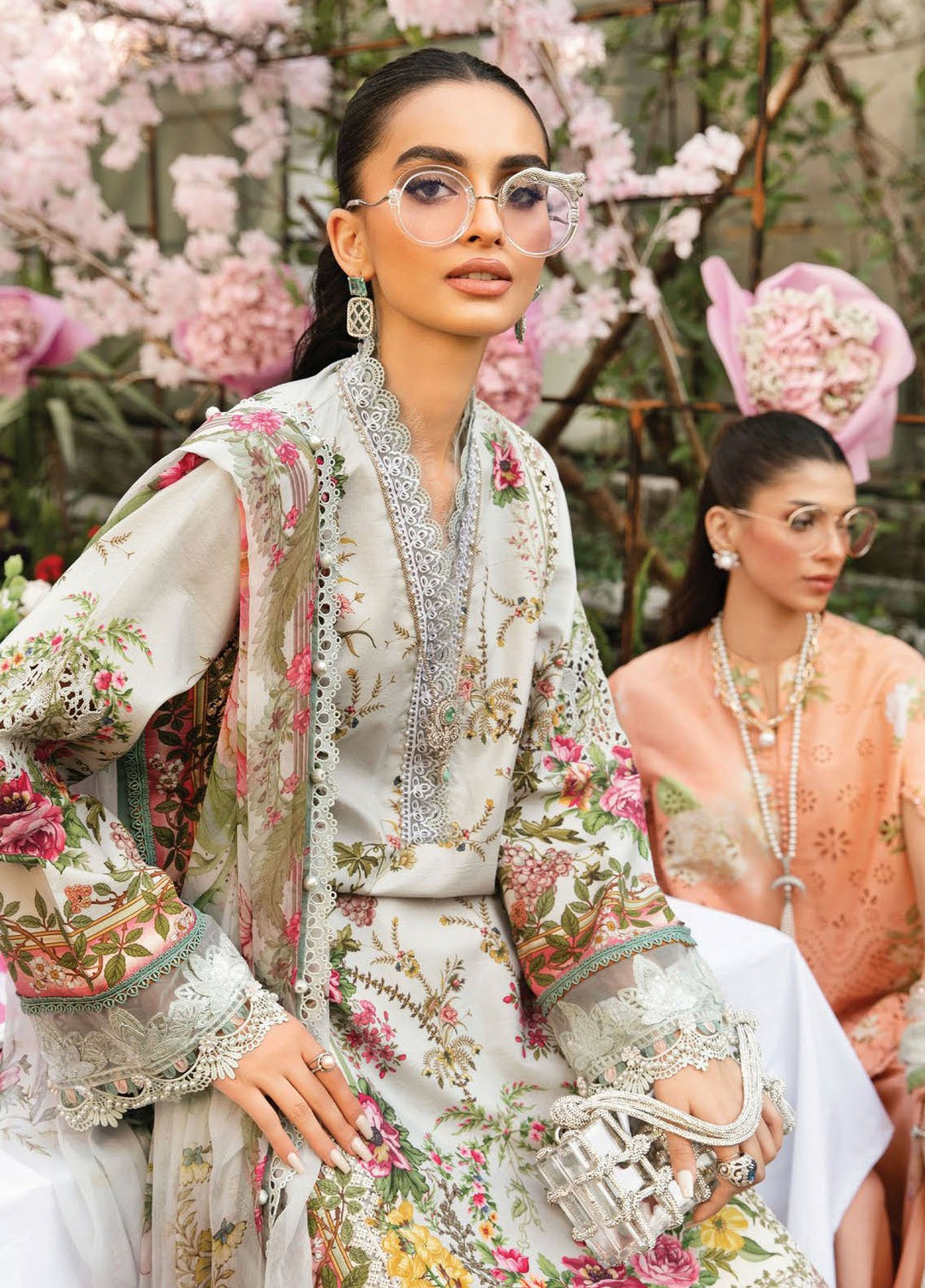 M Prints by Maria B Embroidered Lawn Suits Unstitched 3 Piece MB25MPE 5-B - Summer Collection