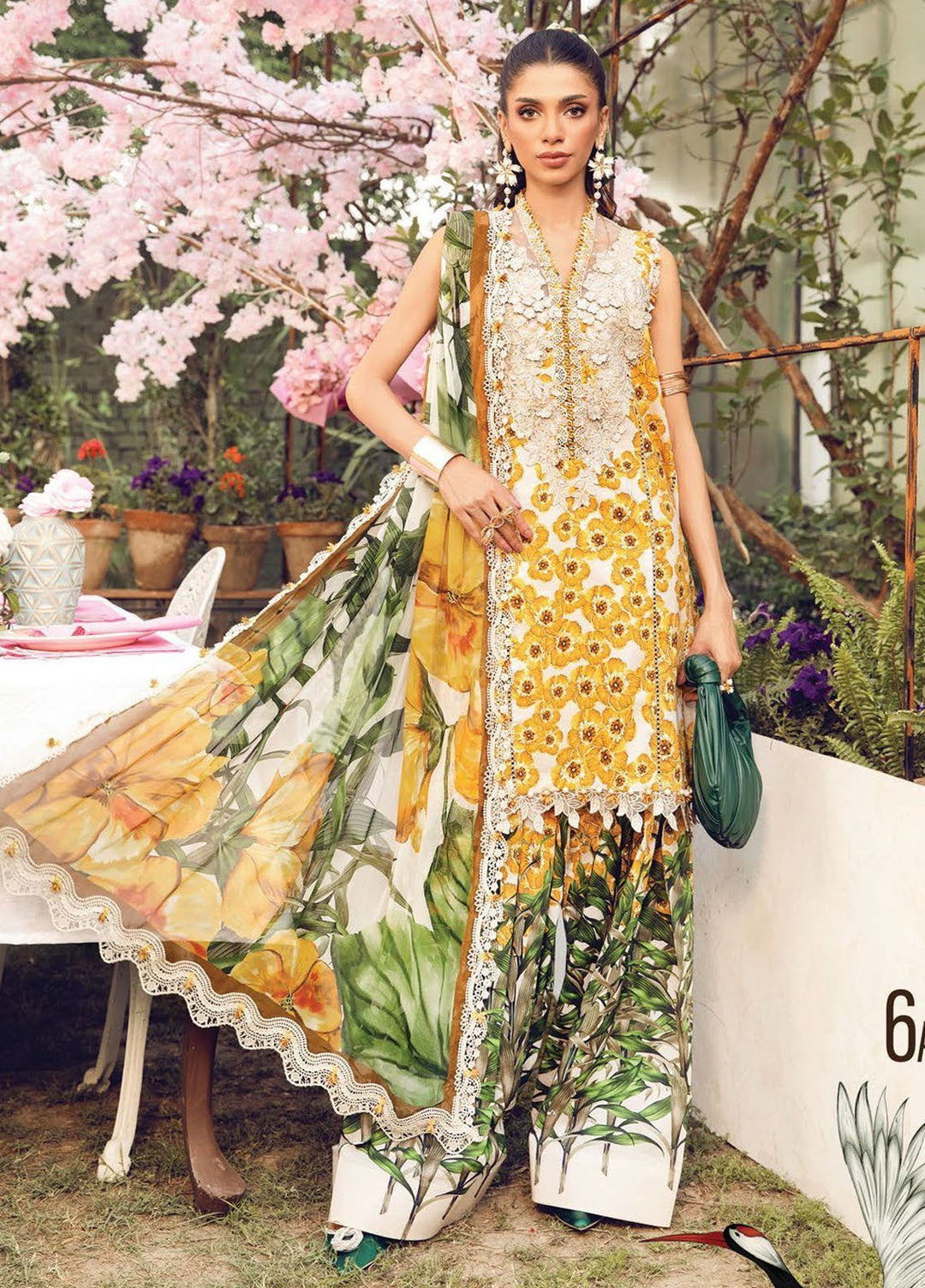 M Prints by Maria B Embroidered Lawn Suits Unstitched 3 Piece MB25MPE 6-A - Summer Collection