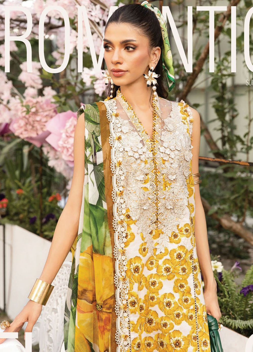 M Prints by Maria B Embroidered Lawn Suits Unstitched 3 Piece MB25MPE 6-A - Summer Collection