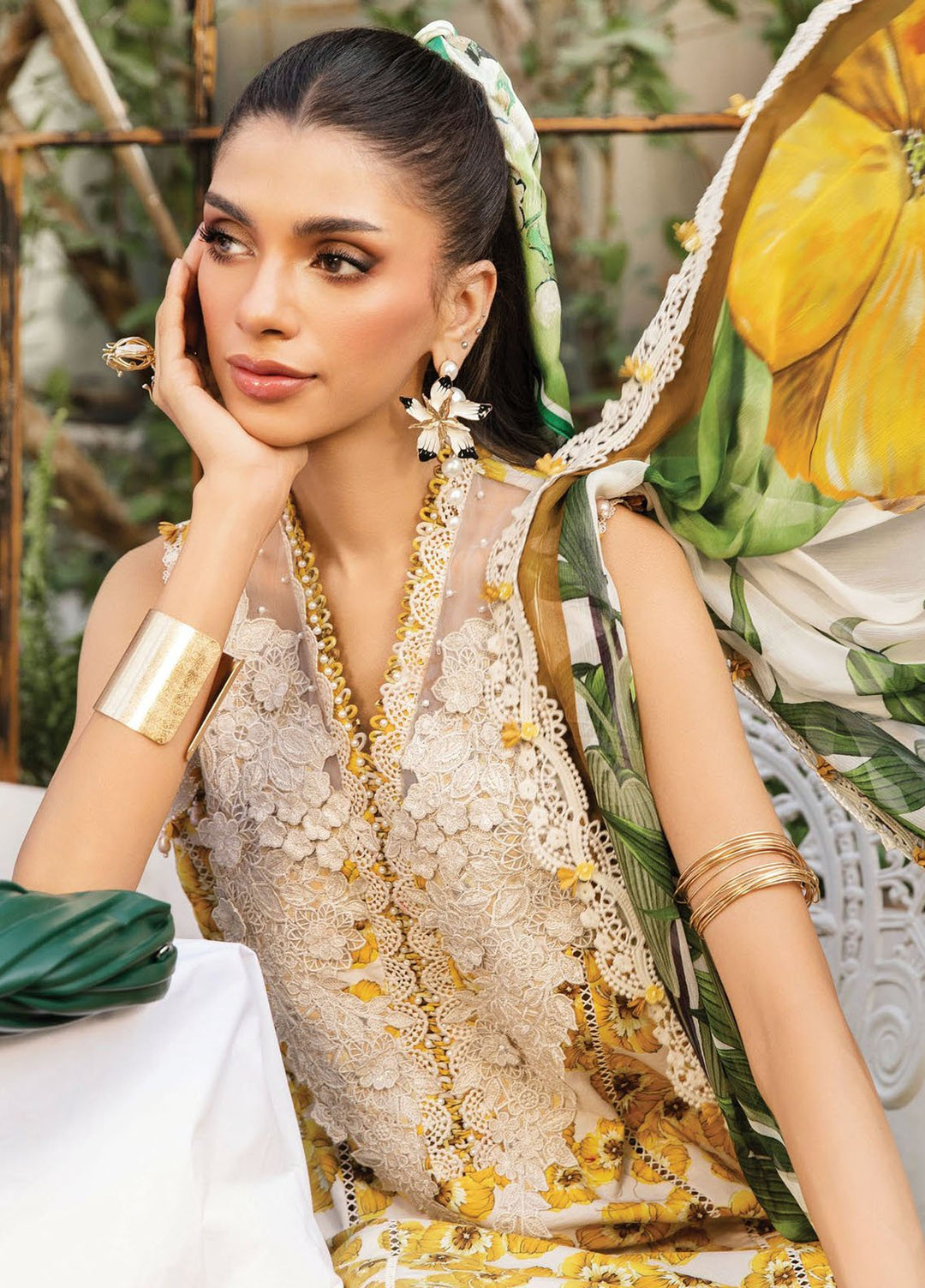 M Prints by Maria B Embroidered Lawn Suits Unstitched 3 Piece MB25MPE 6-A - Summer Collection