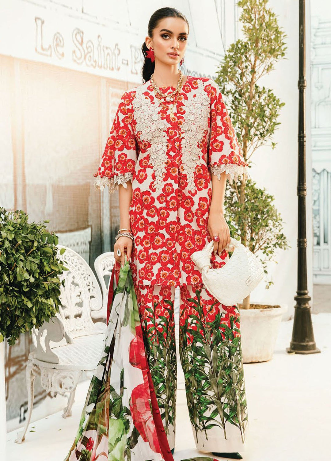 M Prints by Maria B Embroidered Lawn Suits Unstitched 3 Piece MB25MPE 6-B - Summer Collection
