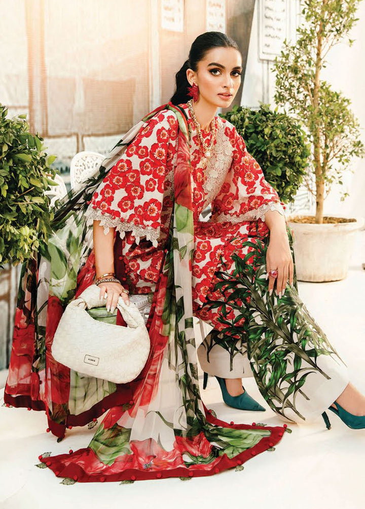 M Prints by Maria B Embroidered Lawn Suits Unstitched 3 Piece MB25MPE 6-B - Summer Collection