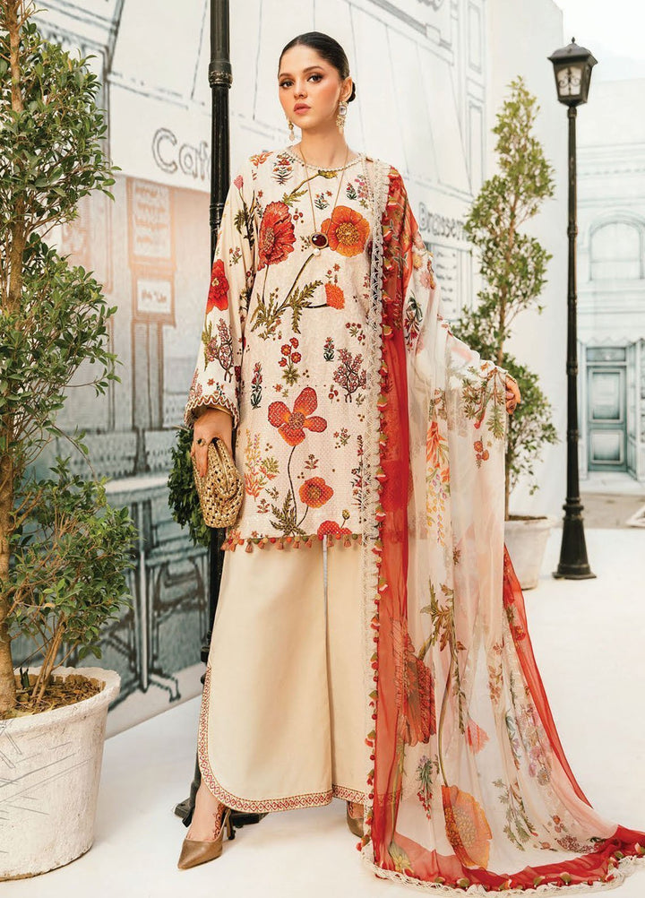 M Prints by Maria B Embroidered Lawn Suits Unstitched 3 Piece MB25MPE 7-A - Summer Collection