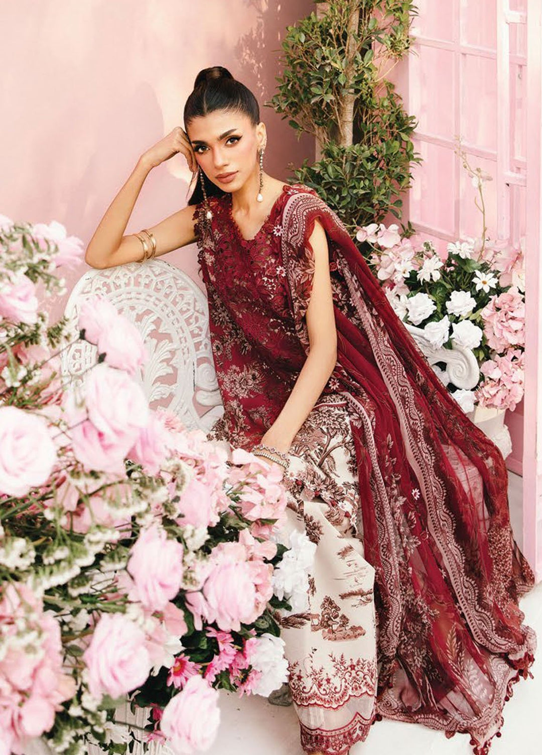 M Prints by Maria B Embroidered Lawn Suits Unstitched 3 Piece MB25MPE 8-A - Summer Collection