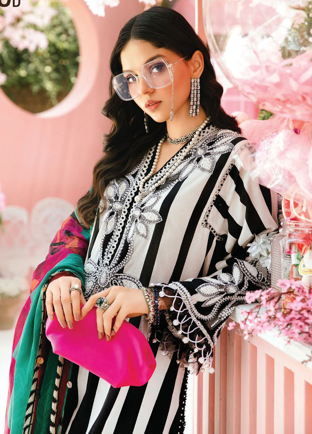 M Prints by Maria B Embroidered Lawn Suits Unstitched 3 Piece MB25MPE 9-B - Summer Collection