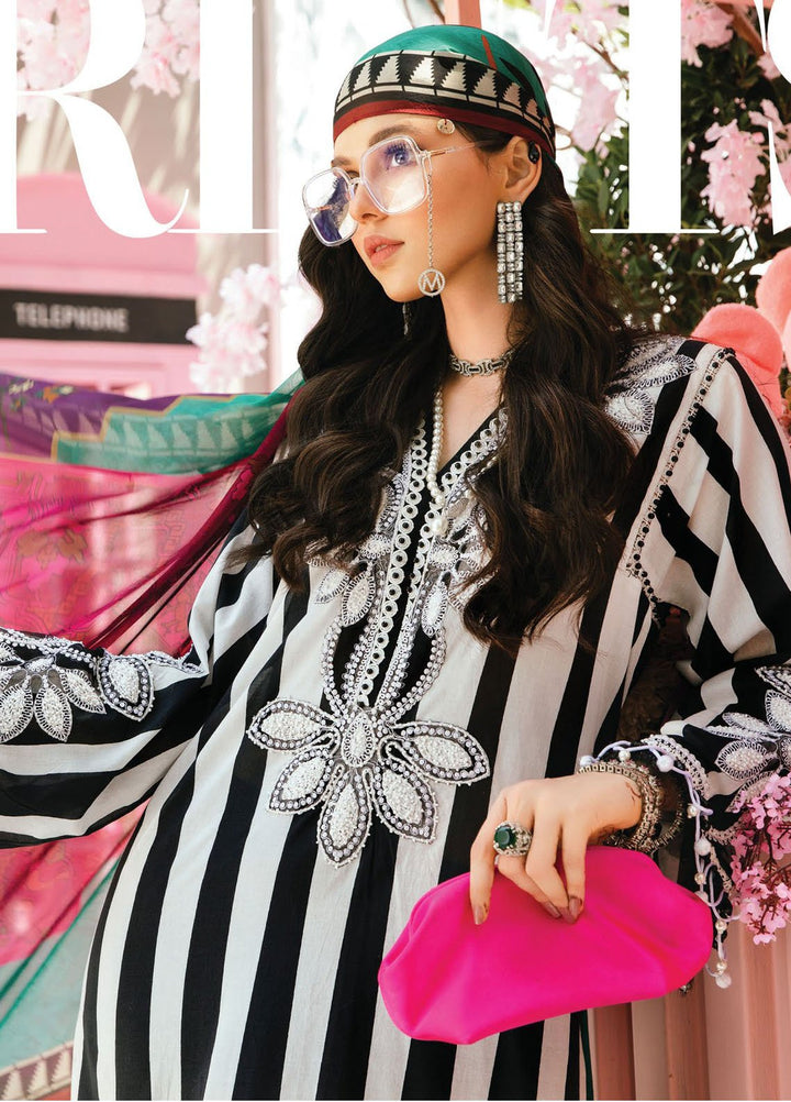 M Prints by Maria B Embroidered Lawn Suits Unstitched 3 Piece MB25MPE 9-B - Summer Collection