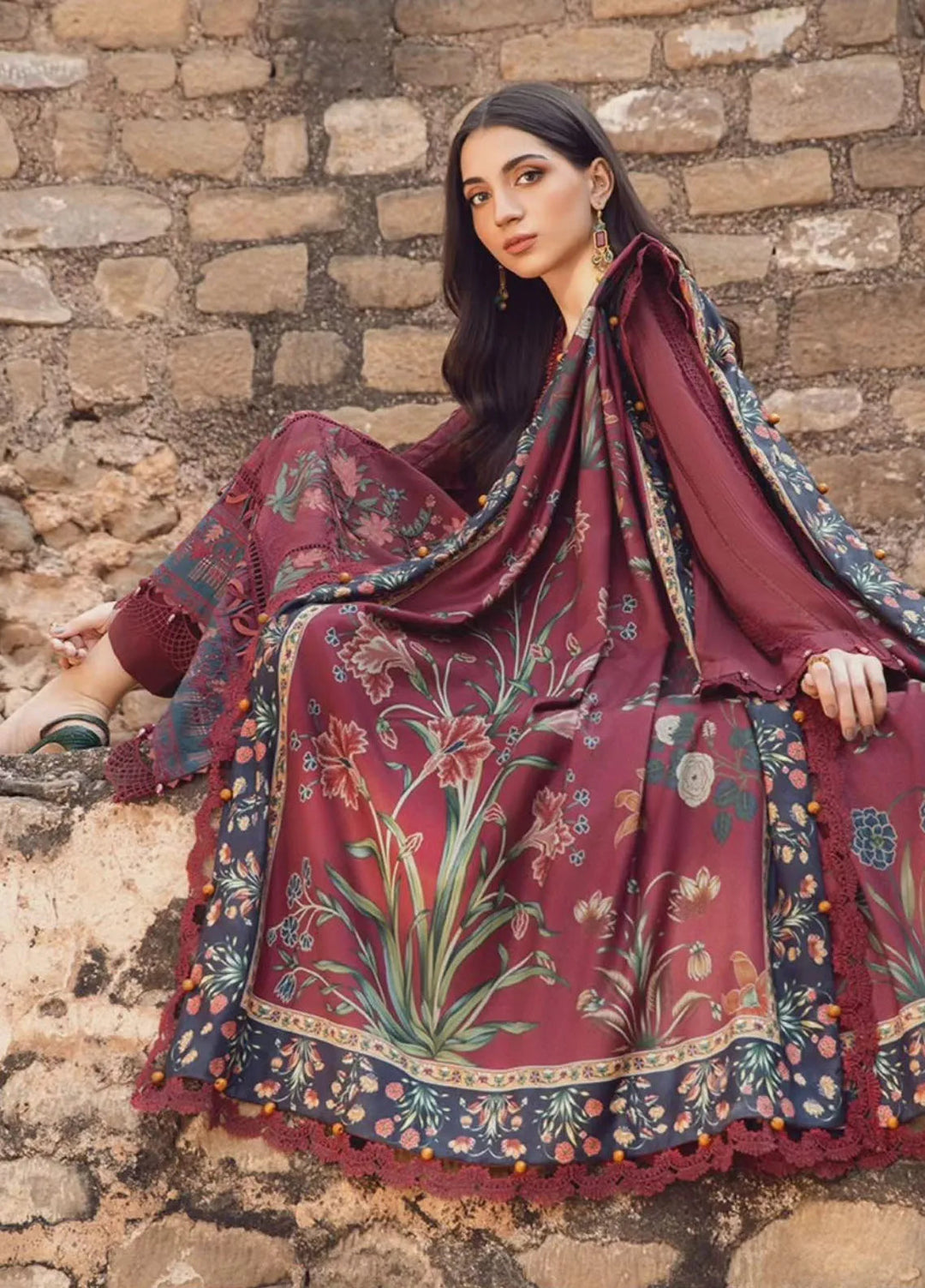 M Prints by Maria B Embroidered Suits Unstitched 3 Piece MB24MP 1B - Winter Collection